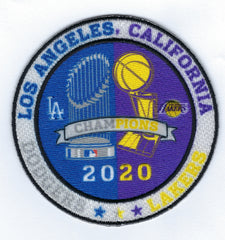 Dodgers and Lakers Dual Champions Trophies Patch